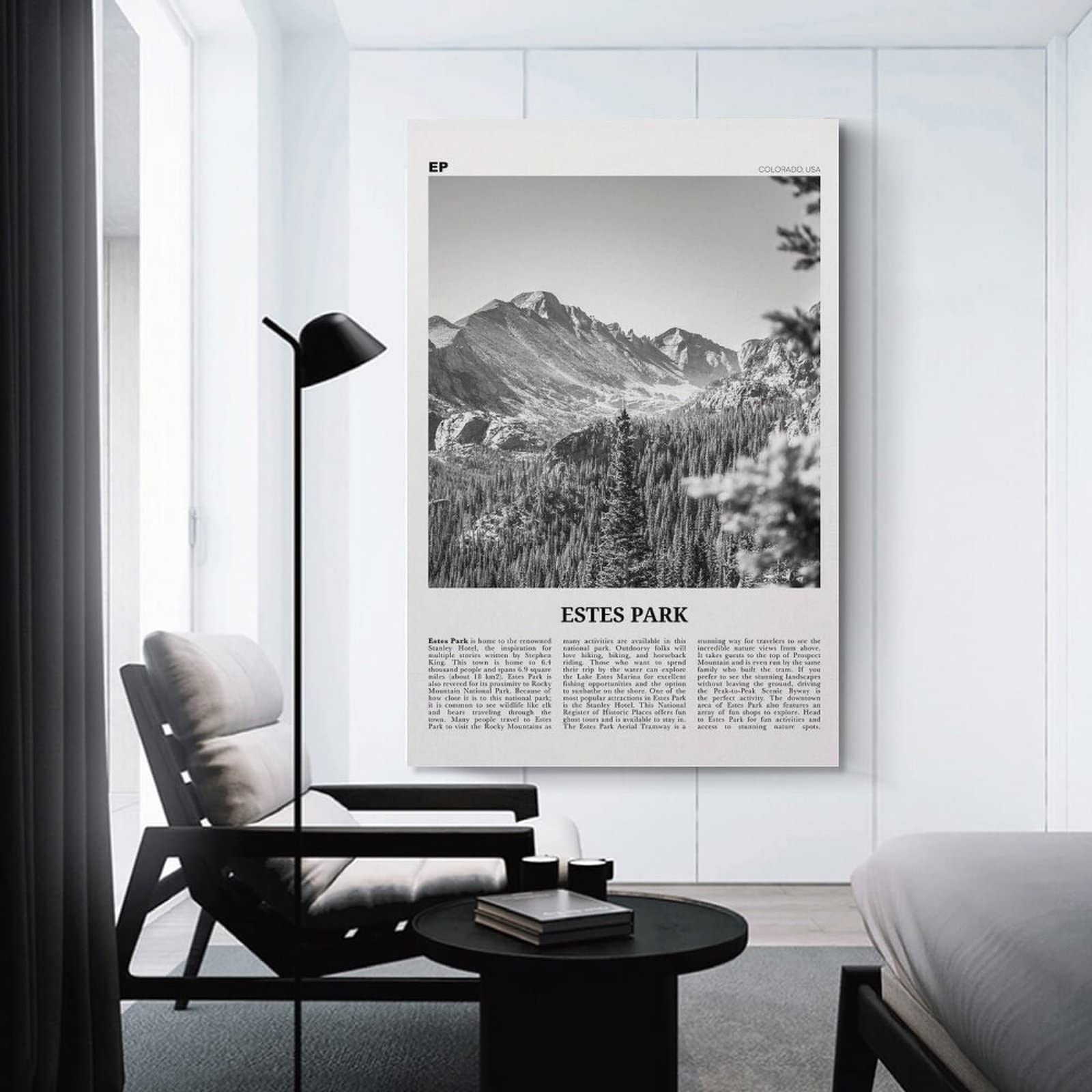 Estes Park Print Black And White, Estes Park Wall Art, Estes Park Poster, Estes Park Photo, Estes Pa Poster Decorative Painting Canvas Wall Art Living Room Posters Bedroom Painting 12x18inch(30x45cm)