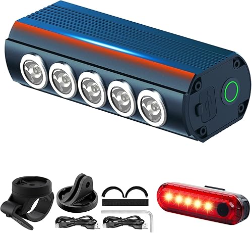 Super Bright Bike Lights for Night Riding- USB Rechargeable Bicycle Headlights, IPX5 Waterproof Bike Headlight and Taillight, Bicycle Light Set for