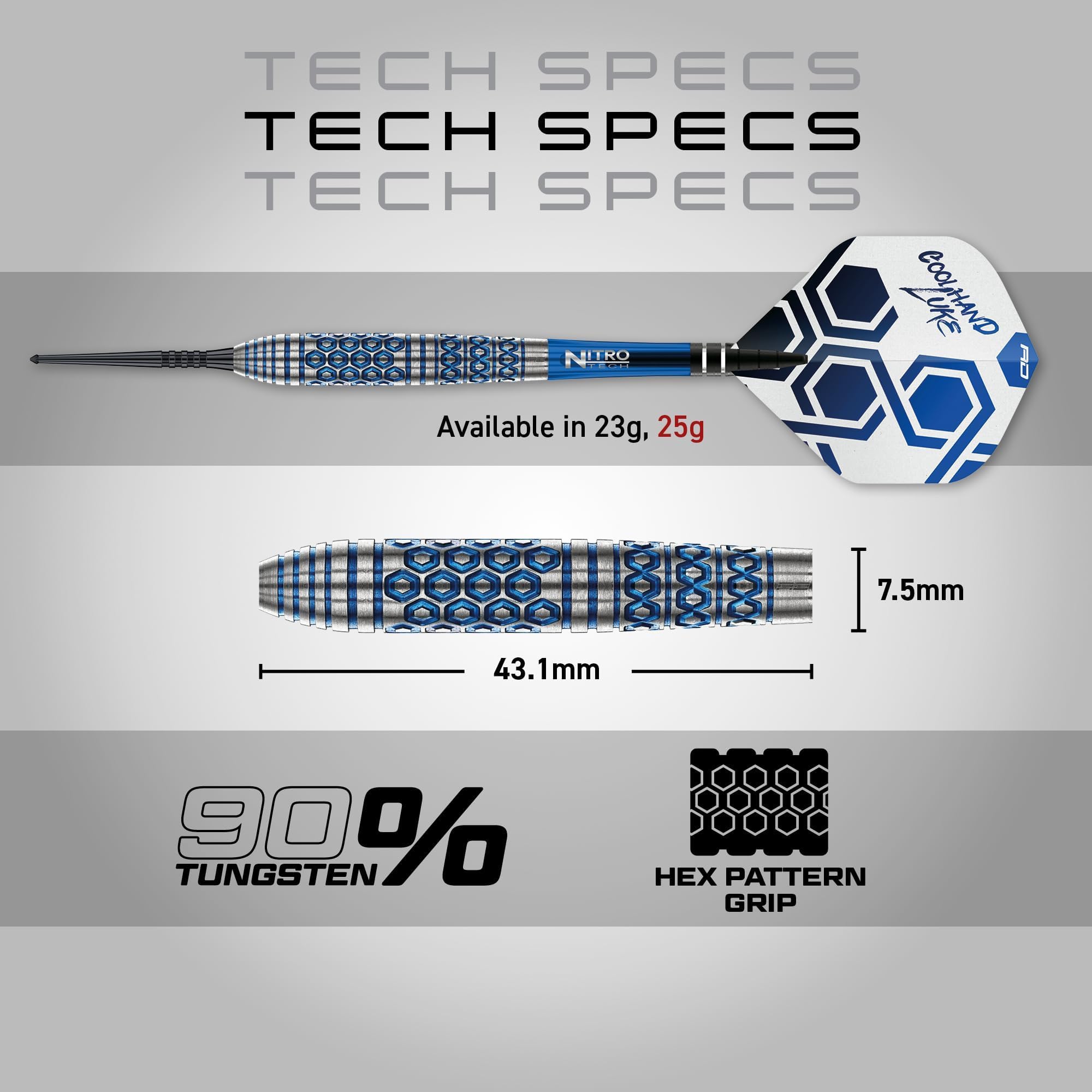 RED DRAGON Dardos – Jugador profesional Luke Humphries 'Coolhand' serie TX5 – 90% tungsteno profesional – Incluye dardos y cañas | 18 g punta suave y 23 g y 25 g dardos de acero — view 6
