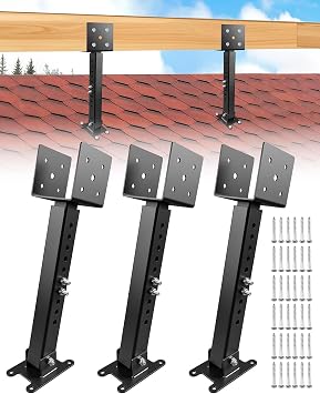 3 Pack Roof Riser Brackets Kit, Adjustable Saddle for 4"x4" and 4"x6" Wood Post, Heavy Duty Stainless Steel Pergola Beam Mount Hardware for Gazebo Patio Cover