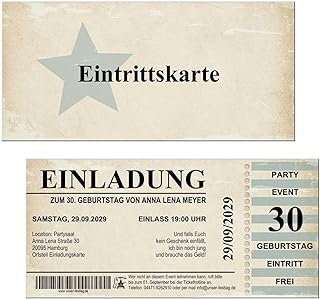 Einladungskarten zum 50 Geburtstag, jedes Alter möglich, VIP-Event Design, Digital oder Gedruckt, DIN Lang Format, Stern, Text ist anpassbar, 1-100 Stück, doppelseitig
