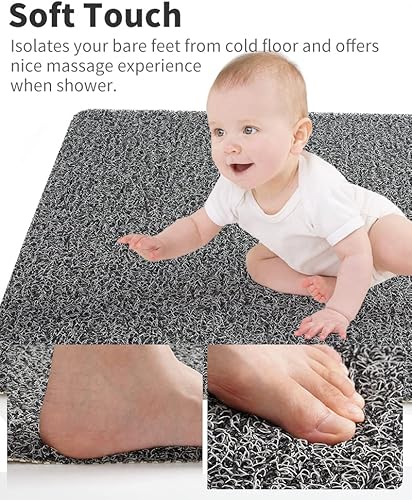 Miniatura 2 de Tapete de ducha antideslizante, cómodo tapete de baño para superficie texturizada, secado rápido, fácil limpieza, tapete de ducha para áreas