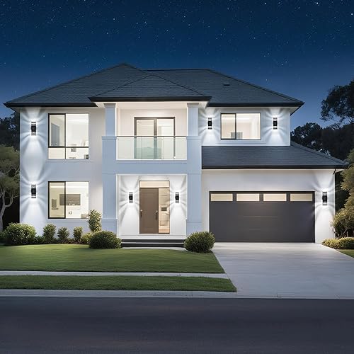 Miniatura 6 de DASTOR Luces de pared para exteriores del anochecer al amanecer, 2 capas hacia arriba hacia abajo, luces de casa al aire libre, aplique exterior