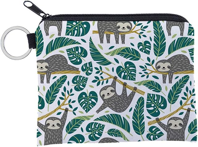 1PC Sloth Coin Purse Printing Animal Wallet Cartoon Change Pouch with Zipper Design for Little Boy Girls
