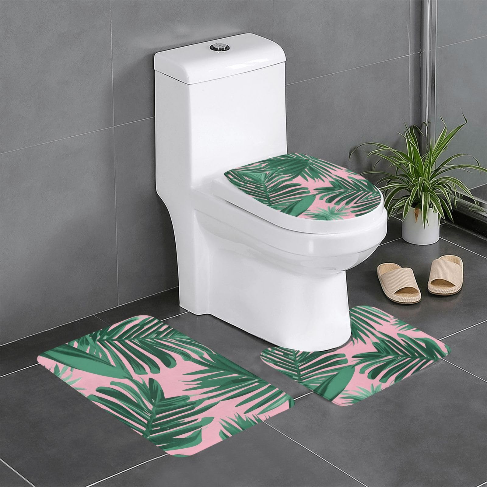 Tapis de salle de bain antidérapants au design botanique raffiné pour coiffeuse et bain