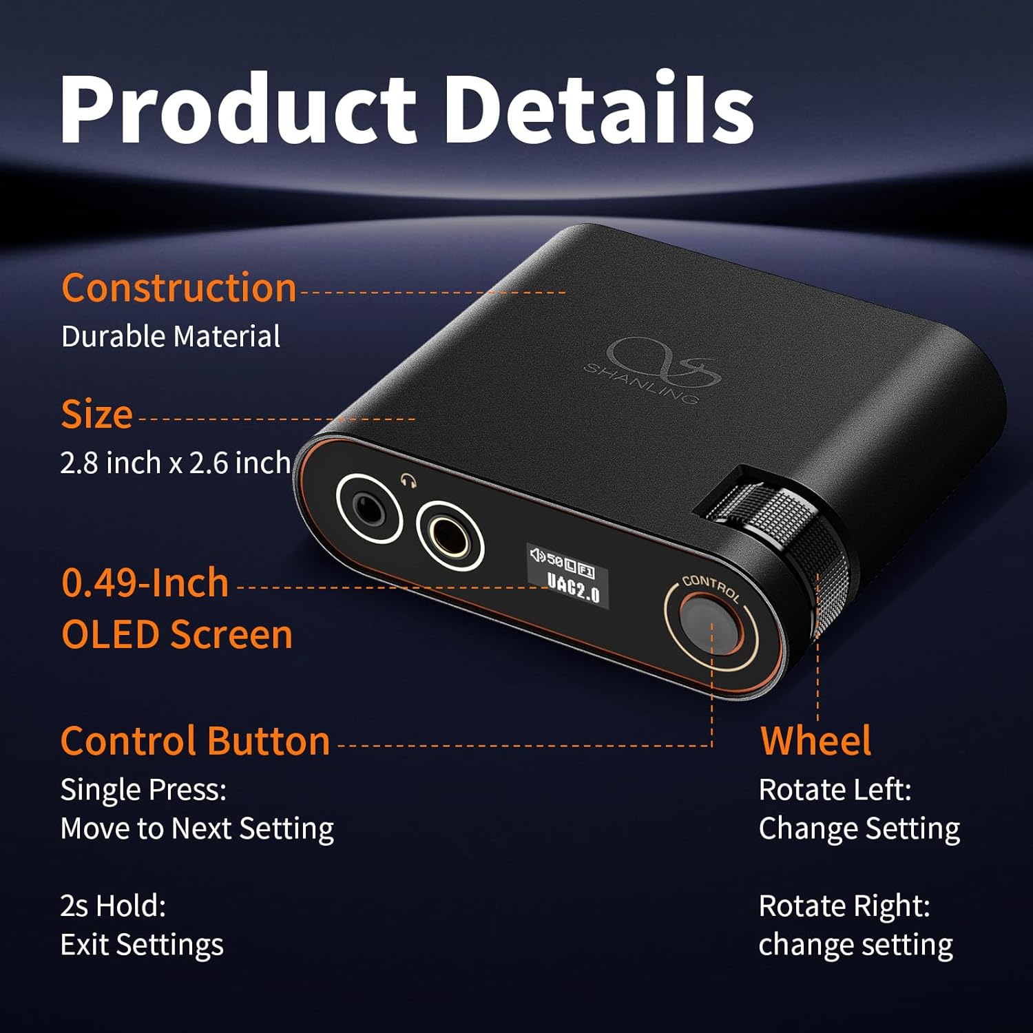 SHANLING H0 Amplifier Headphone Amps Portable High Resolution 768kHz/32bit DSD256 USB Type-C Lossless for PC/Laptop/Smartphones/Speaker Home Audio