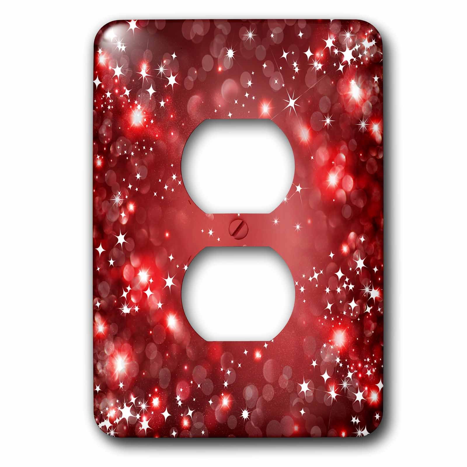 Bokeh avec étoiles blanc et rouge cache interrupteur mural design 3dRose