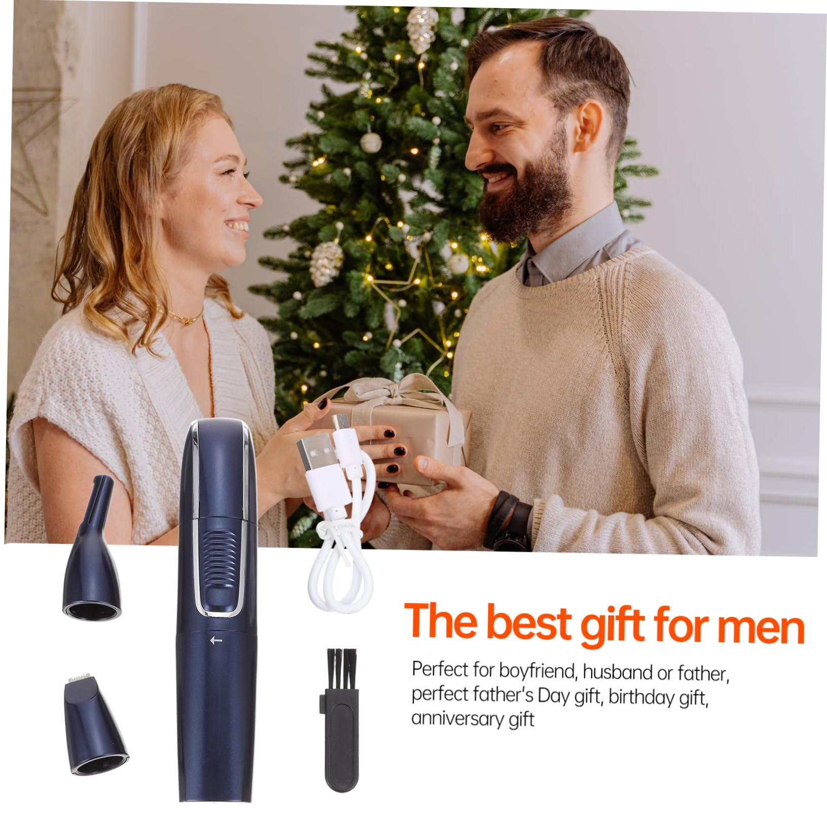 Recortadora de Vello Nasal USB Recargable para Hombres, Azul