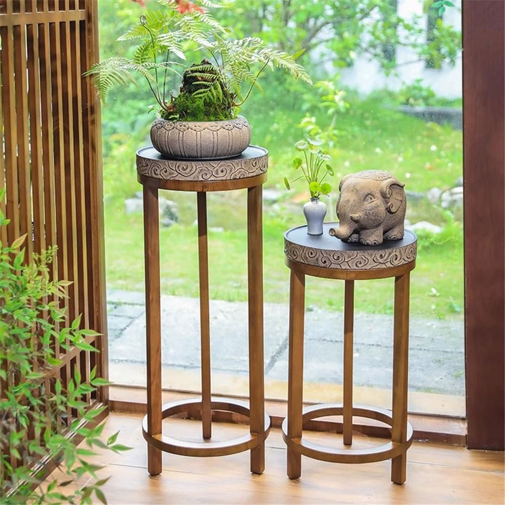 Supporto per vaso in legno per fiori da interno, rotondo, per piante in vaso, stile cinese, decorazione per la casa di piccole dimensioni, perfetto per composizioni floreali