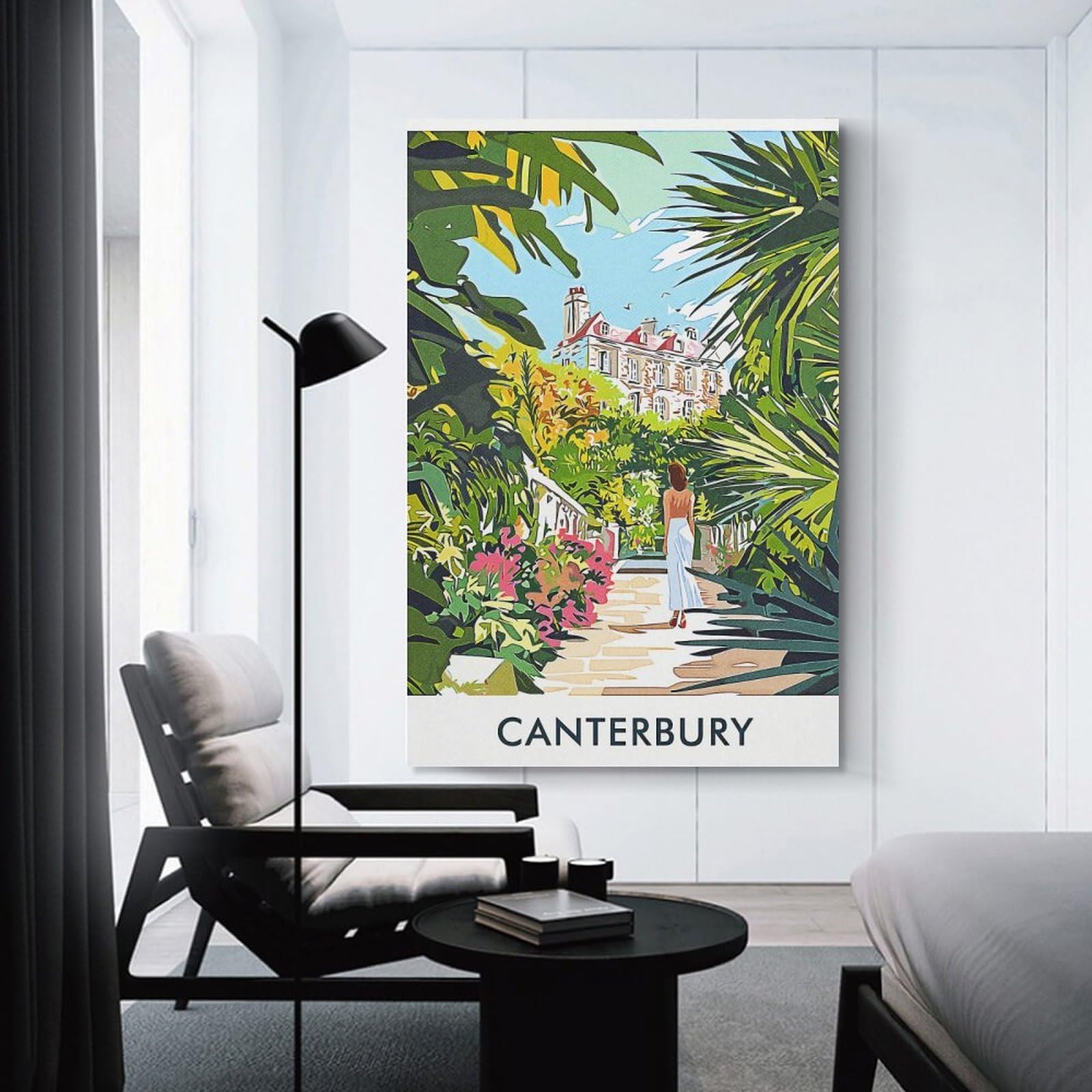 Junmoney Canterbury Garden Scene Decorative Wall Artwork, 24x36inch(60x90cm), for Home Lounge, Bedroom Or Reading Nook, Easy Decor for Gallery Walls