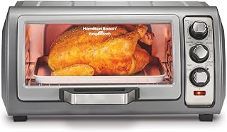 Hamilton Beach 31123DA 6-Slice Convection Toaster Oven with Easy Reach Roll-Top Door - Bake, Broil, Toast, Silver
