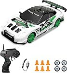 RC Voiture de drift, voitures de télécommande de 2,4 GHz 1/24 4WD Voiture à grande vitesse Drift LED Lumières et pneus de dritfing Voitures de course avec deux piles pour garçons filles adultes enfants (Rouge)