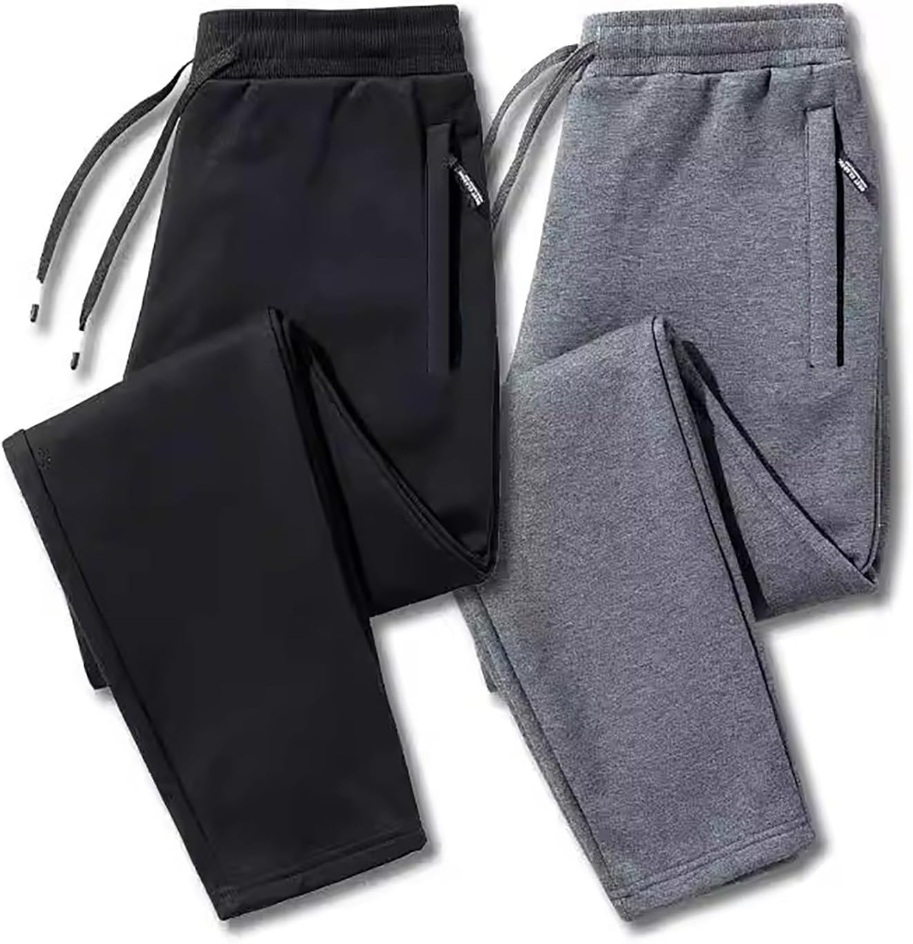 Jogging Bottoms Men's Winter Thermal Lined Winter Trousers Fleece Warm Sweatpants Training Trousers Gym Sports Trousers with Drawstring Breathable Sweat Trousers with Zip Pocket