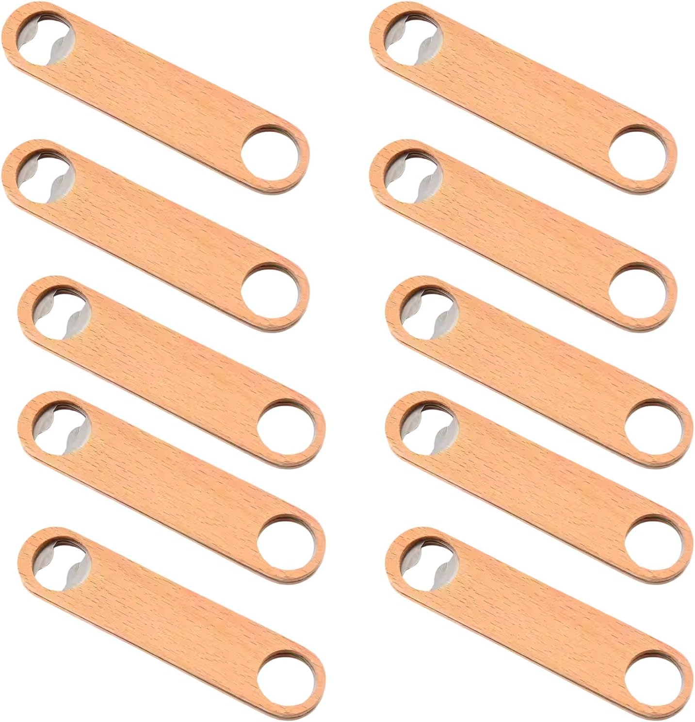 10Pcs Flat Beer Bottle Opener with Wood Handle Bottles Openers Drink Cap Kitchen Accessories Wood Flat