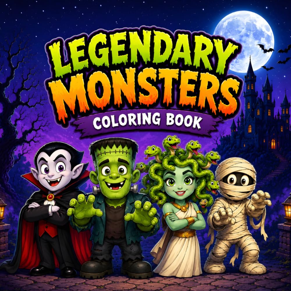 Legendary Monsters Coloring Book: Fun & Spooky Classic Monsters from Myth, Folklore & Literature — for Kids and Adults Alike