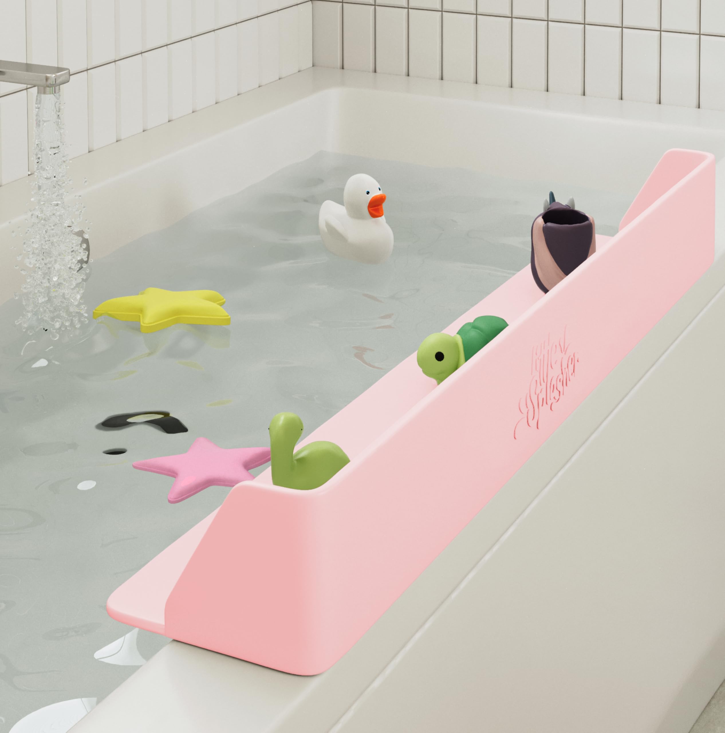 Little Splasher Original PlayPad Bathtub Splash Guard Play Shelf - Toy Tray Caddy Holder Storage - Suction Cups