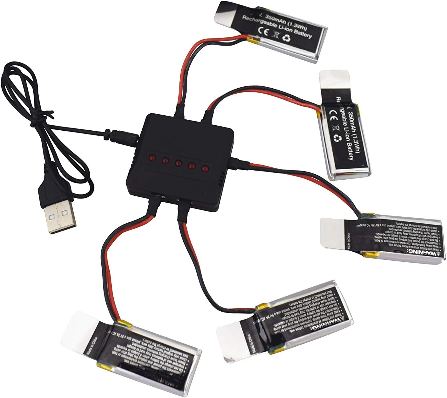 sea jump Accessories 5PCS 3.7V 350mah Lithium Battery with 5in1 Charger Remote Control Prober Accessories for UDIRC D33 U12S U12 Remote Control Helicopter Spare Parts : Toys & Games