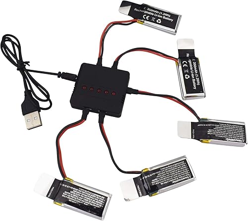Miniatura 5 de Fytoo Accesorios 5 unids 3.7 V 350 mAh batería de litio con 5 en 1 cargador para UDIRC D33 U12S U12 Control remoto helicóptero piezas de repuesto