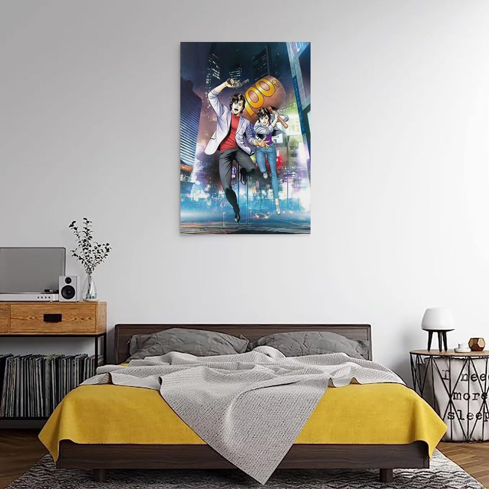 BBAUER Poster decorativo da parete su tela, motivo: City Hunter, Manga, Ryo e Kaori, poster decorativo moderno per camera da letto, 40 x 60 cm