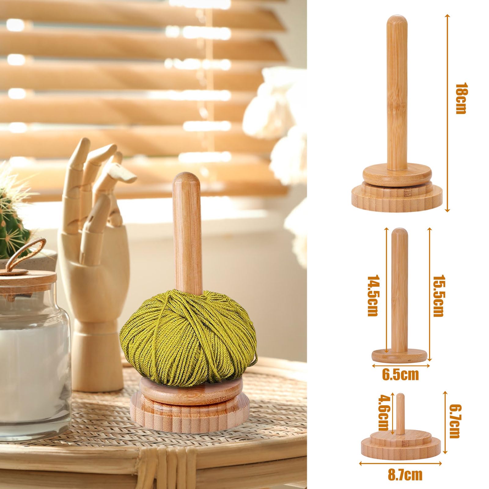 Pamtns Dérouleur De Laine Rotatif En Bois De Bambou - Yarn Winder Portable Avec Roulement Amovible Pour Tricot Et Crochet