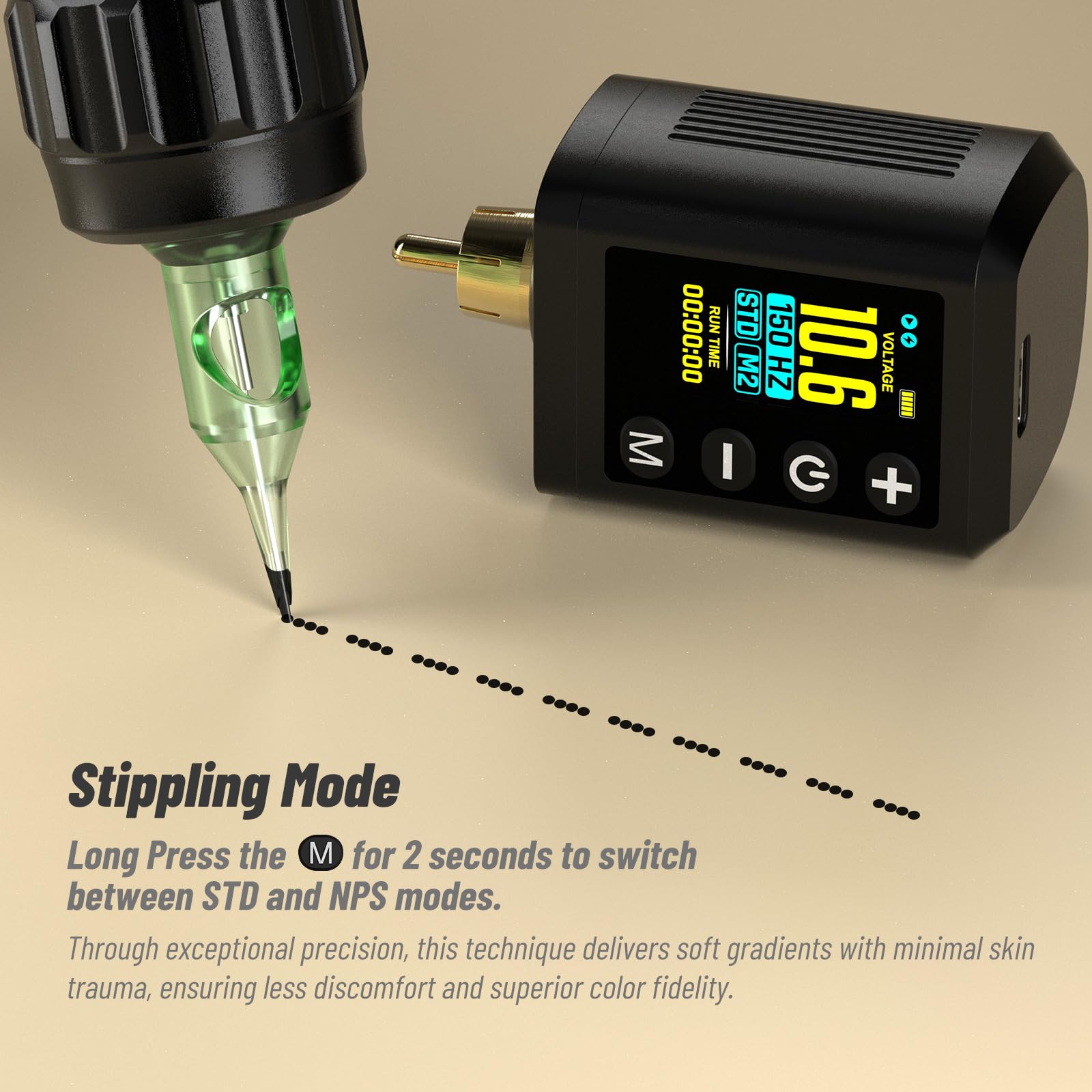 RHEIN Maquina de Tatuar Kit de Tatuaje Completo, 1600mAh LED Bateria Fuente de Alimentacion, 4 modos de memoria STD/NPS,Agujas de Tatuaje, Tintas Colores para Tatuar con Todos Necesitos