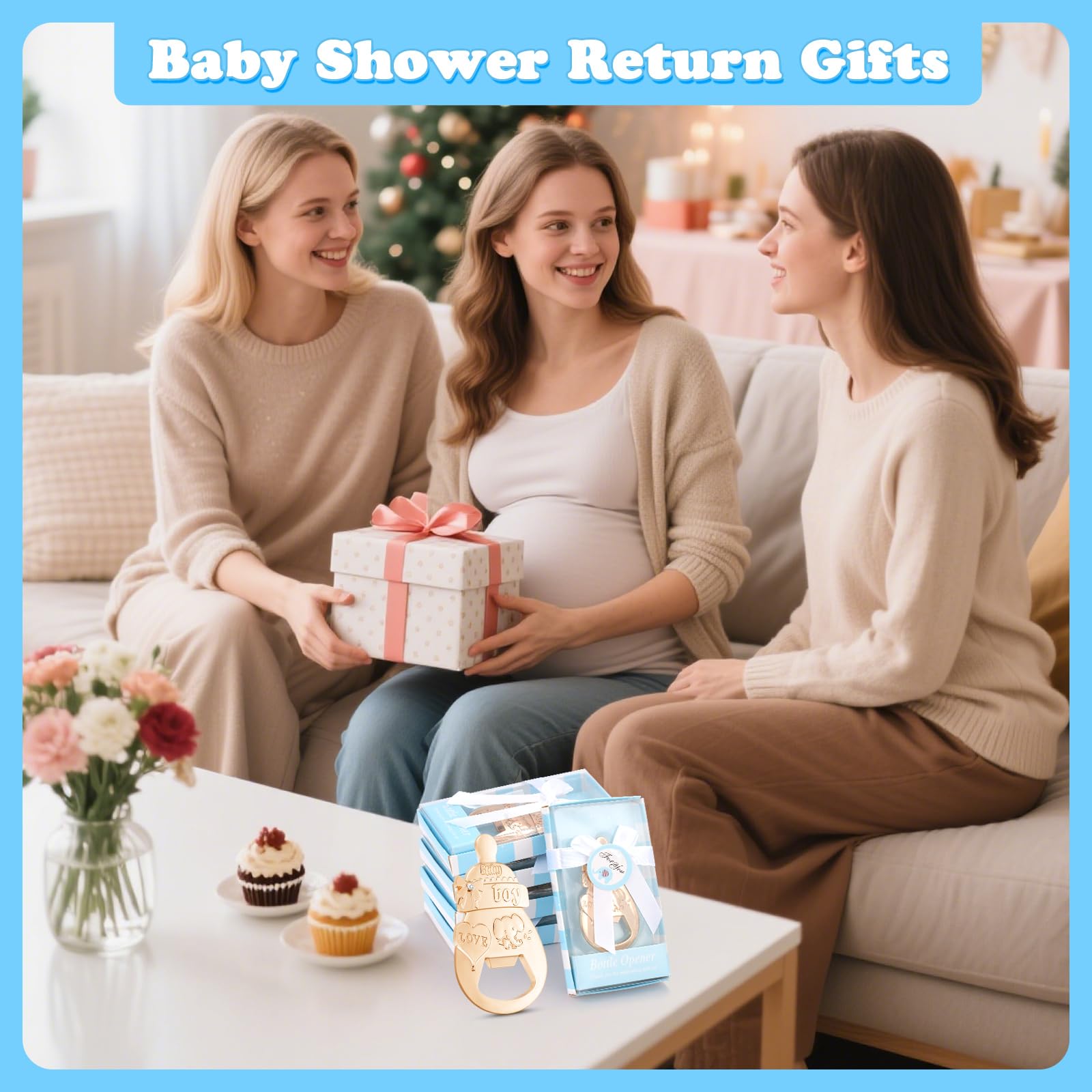 24 opakowania niebieski otwieracz do butelek na baby shower upominki dla gości – projekt butelki dla niemowląt, prezenty zwrotne dla chłopca, upominki ślubne, dekoracje imprezowe