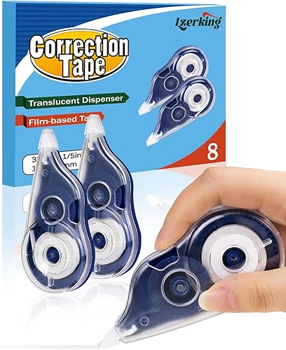Cinta correctora, paquete de 8, cubre el error con cinta blanca, aplicador para correcciones instantáneas, borrador de cinta para tomar notas,