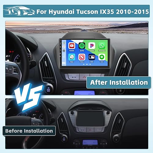 Miniatura 2 de 8 núcleos 6+128G Android 15 estéreo para Hyundai Tucson IX35 2010-2015, Hikity Wireless 10.1 pulgadas pantalla táctil Tucson Radio inalámbrica