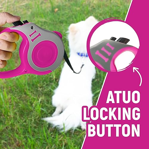 Miniatura 4 de Correa retráctil para perro, cinta telescópica automática para perros, cinta para mascotas de 1016 pies, duradera y cómoda, con mango
