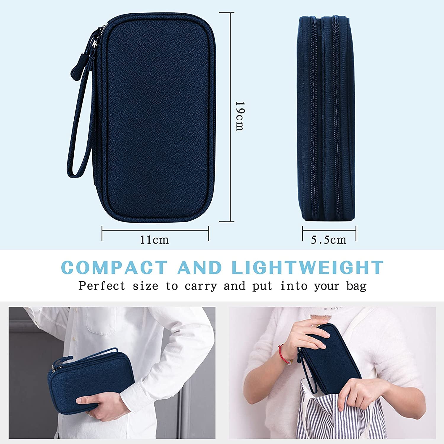 FYY Elektro-Organizer-Tasche | Doppellagig & Wasserdicht | Für Kabel, Ladegeräte, Festplatten | 22x13,5x5cm