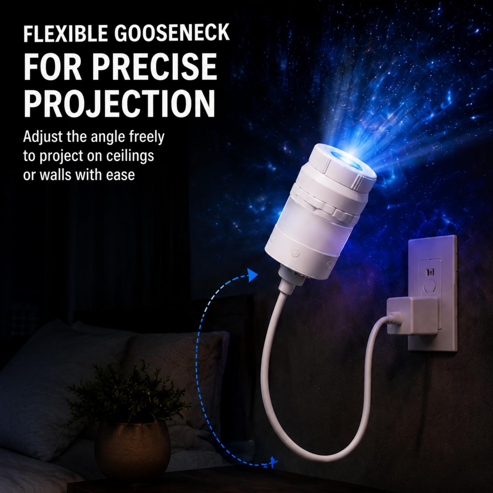 Galaxy Projector Night Light, Hd Smart Dynamic 5d Holographic Night Light Projector, USB Plug Star Projector 360° Adjustable Mini Ocean Projector for Bedroom Ceiling Wall (13 Projection Films)