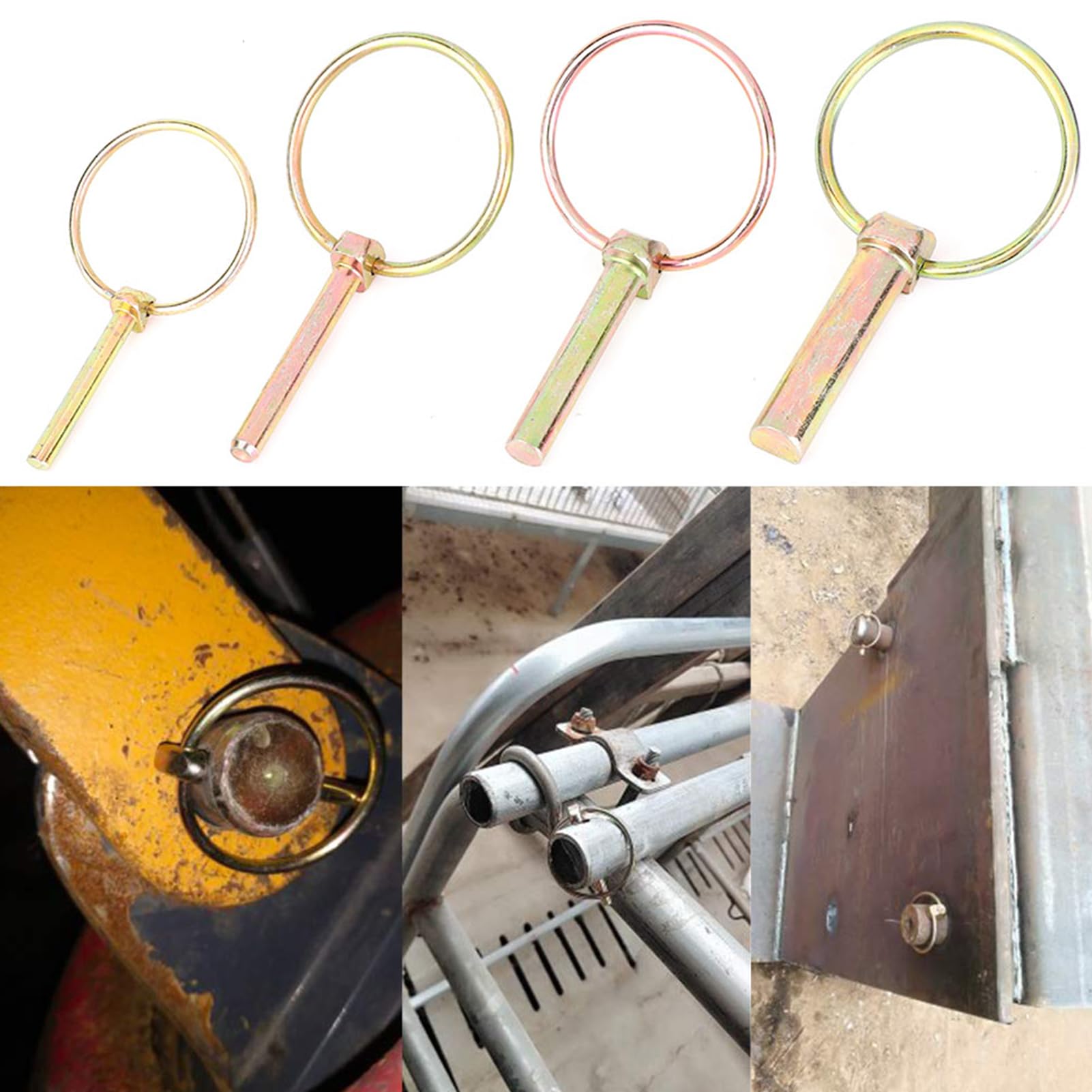 50 pièces Kit d'assortiment de broches Lynch goupille de sécurité annulaire en acier pour remorque de tracteur agricole，goupille clip