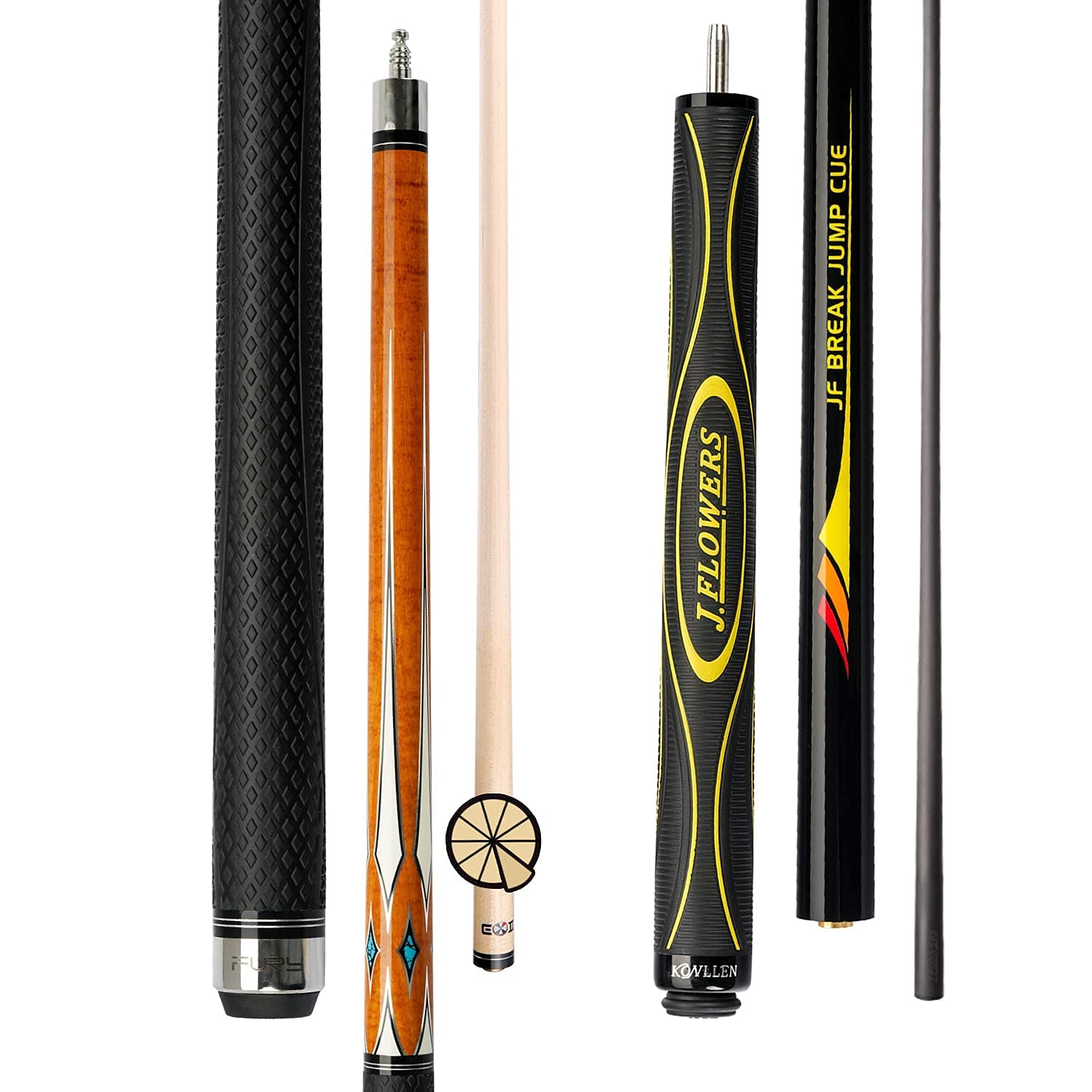 KONLLEN Jflowers Carbon Fiber Punch&Jump Cue and Pool Cue Stick Professional Billiards Cue(Carbon Lo