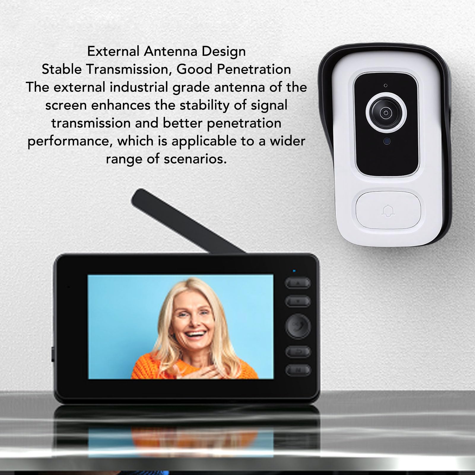 Cuifati Timbre con Video Inalámbrico, 1080P HD 110° Gran Angular Timbre con Video WiFi Inteligente, System de Intercomunicación con Videoportero Inalámbrico con Pantalla de 4.3 "para