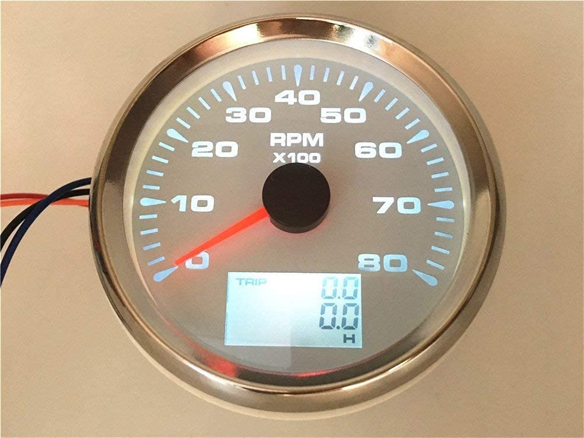 Tachymère universelle Tacho Gauge 800 0RPM Pour véhicules de yacht de la marine automobile avec 8 couleurs rétroéclairement 85mm 9-32V