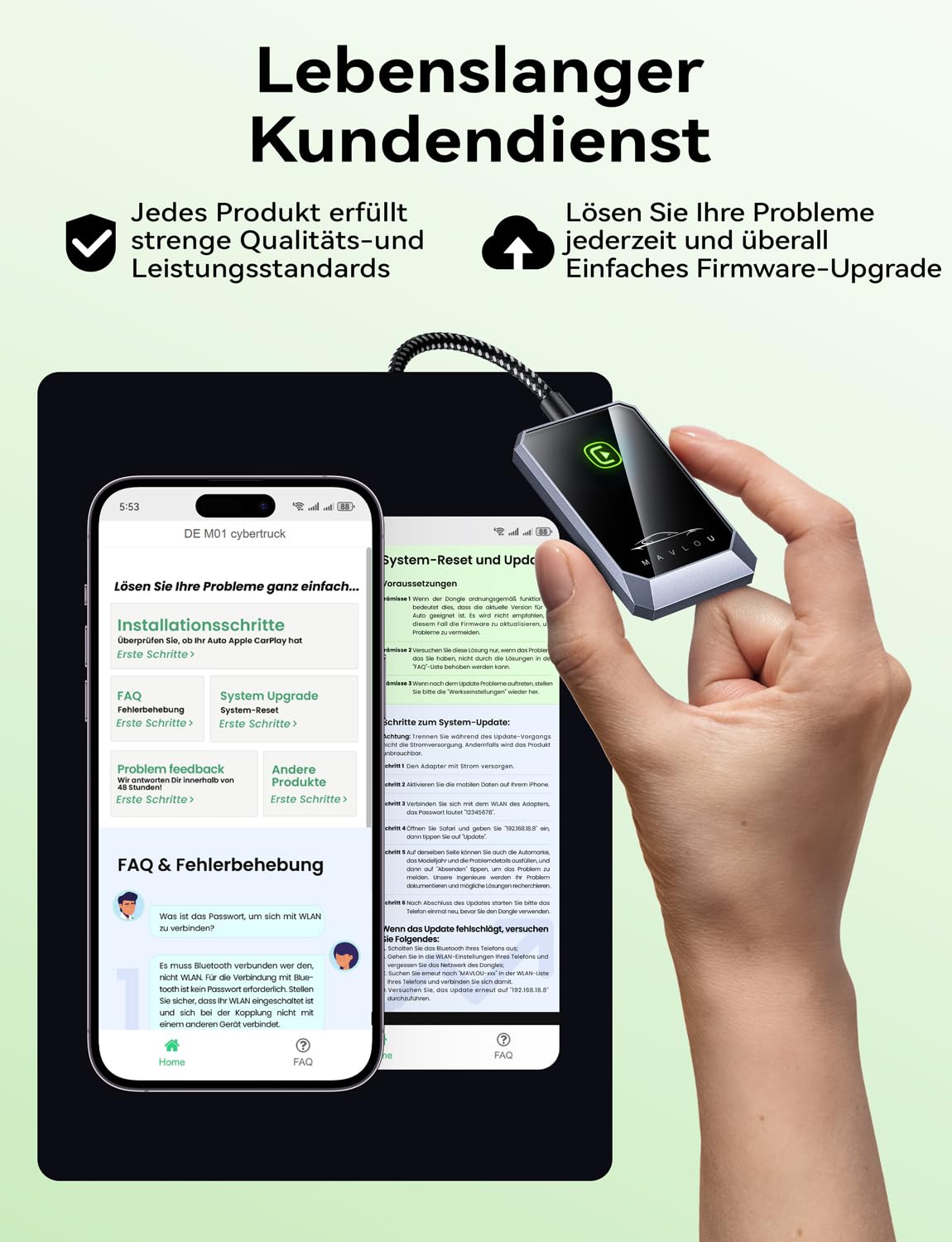 Wireless CarPlay Adapter, Neueste Upgrade, Konvertieren Verkabeltem CarPlay zu Wireless, Plug-und-Play OTA-Upgrade, für iPhone iOS 10+ & Autos mit Wired CarPlay (Grau)
