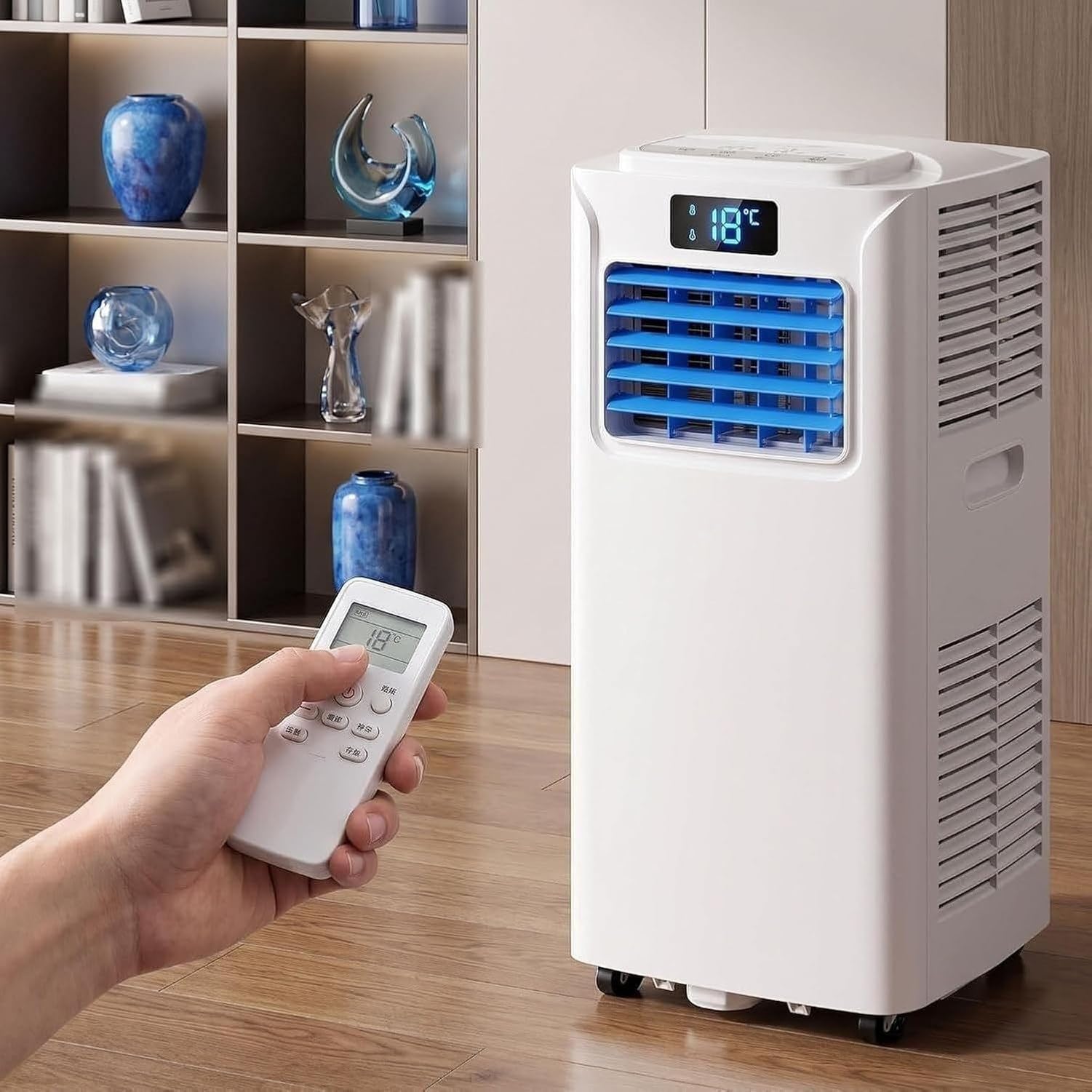 Aire Acondicionado Portátil 12000 BTU Enfría 30 m², Control Remoto, Temporizador 24H, Kit de Instalación, 2 Velocidades y Oscilación, con Enchufe, 7000 Btu, 7000 BTU