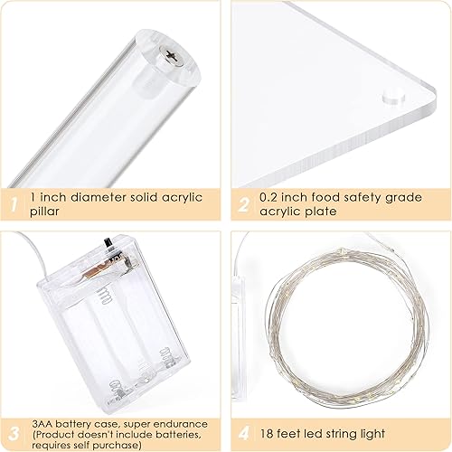 Miniatura 3 de Soporte de 4 niveles para magdalenas con tira de luz LED soporte de exhibición de magdalenas de acrílico soporte cuadrado para torre de magdalenas