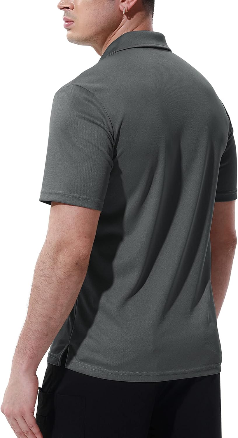 BASUDAM Men's Polo Shirts with Pocket Quick Dry Short Sleeve Active Performance - Image 3
