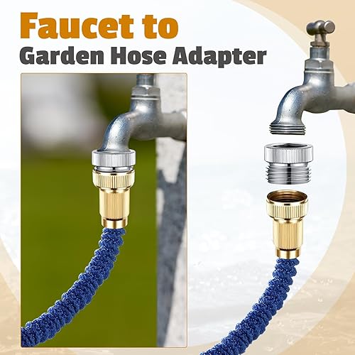 Vista 19 de Adaptador de manguera de jardín giratorio de 360°, adaptador de grifo a manguera con aireador, adaptador de fregadero macho a hembra para baño