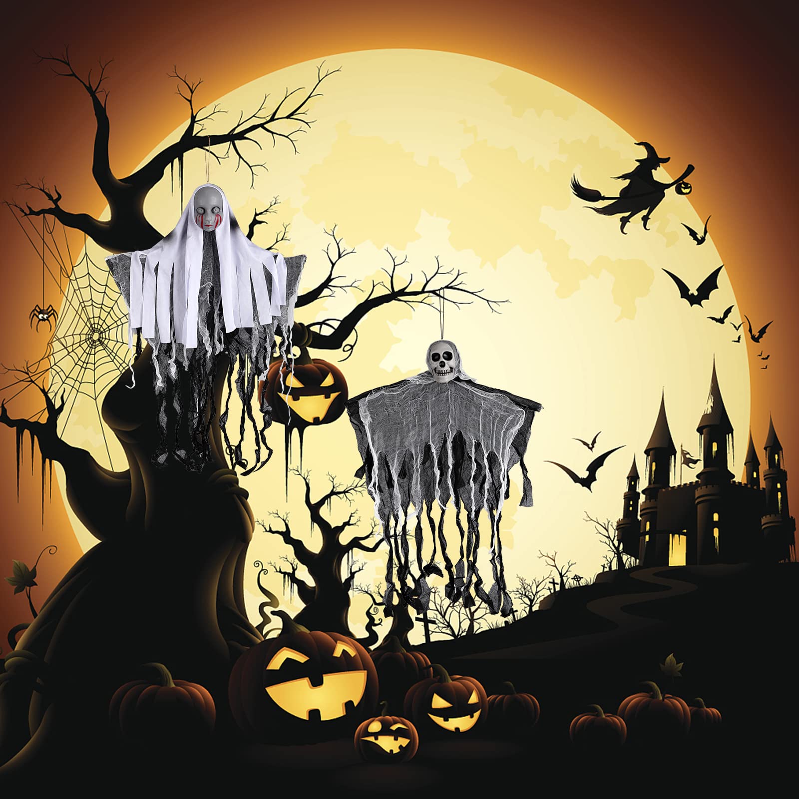 SQUELETTE GHOST HEAD Suspendu Fantôme Fantômes D'Halloween Suspendus