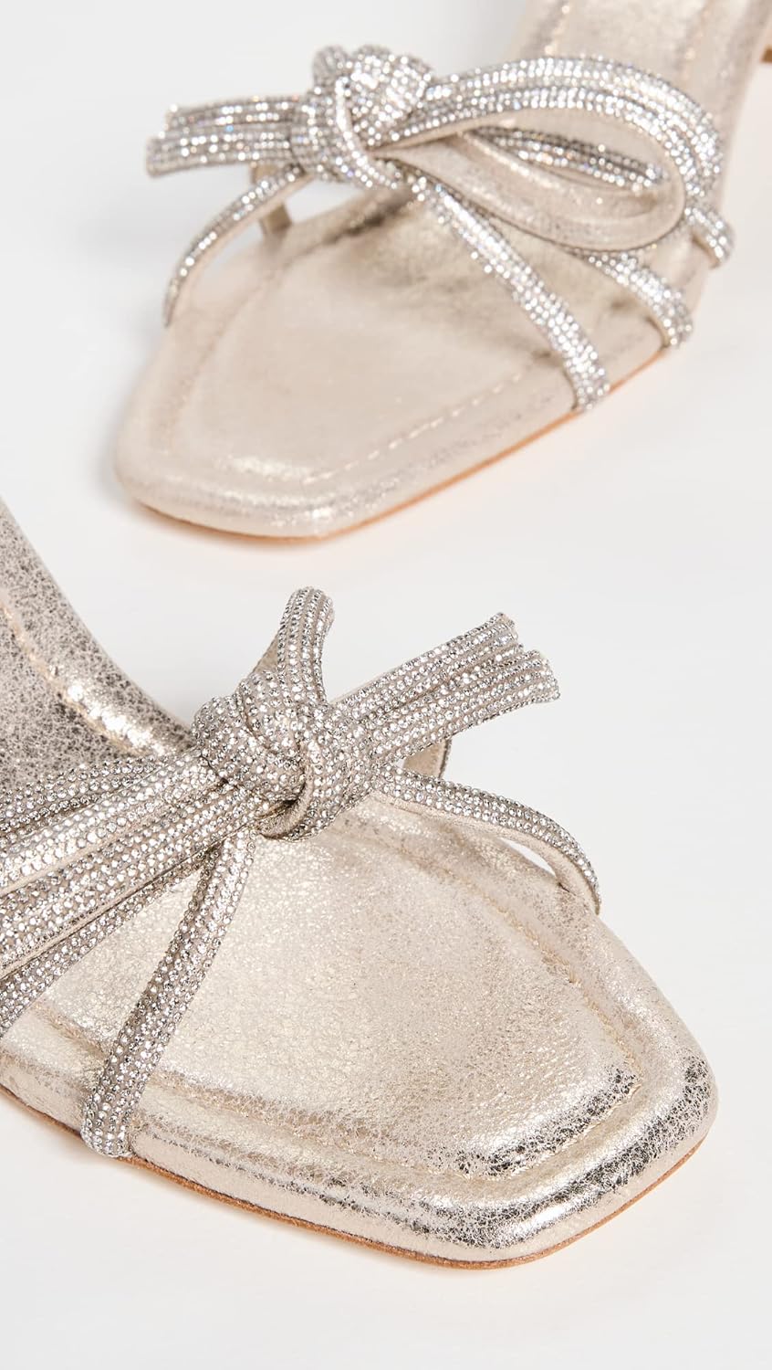 Loeffler Randall Women's Mikel Leather Bow Mid-Heel Sandals - Image 5