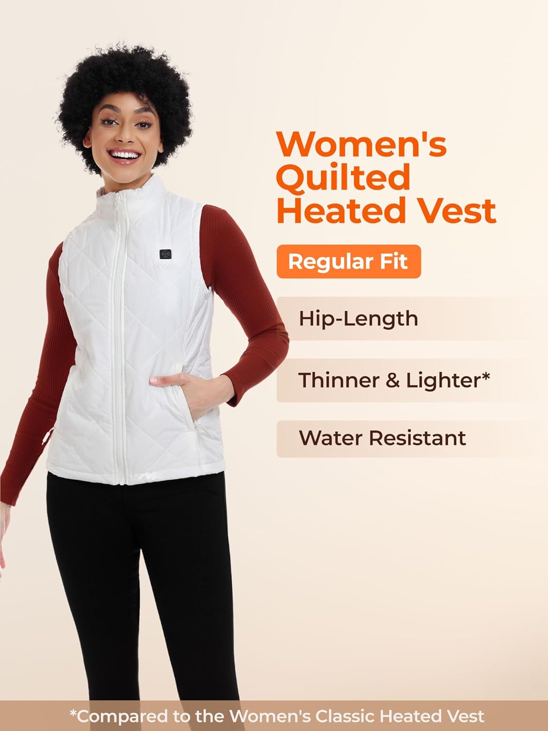 ORORO Quilted Heated Vest for Women, Lightweight Quilted Heating Vest with USB-C Rechargeable Battery - Image 2