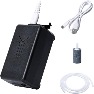 Aquarium Air Pump, Mini USB 1W Air Pump for Fish Tank, Quiet Oxygen Pump with Air Stone and Air Tube, Portable for Hydroponics, Pond and Outdoor Fishing