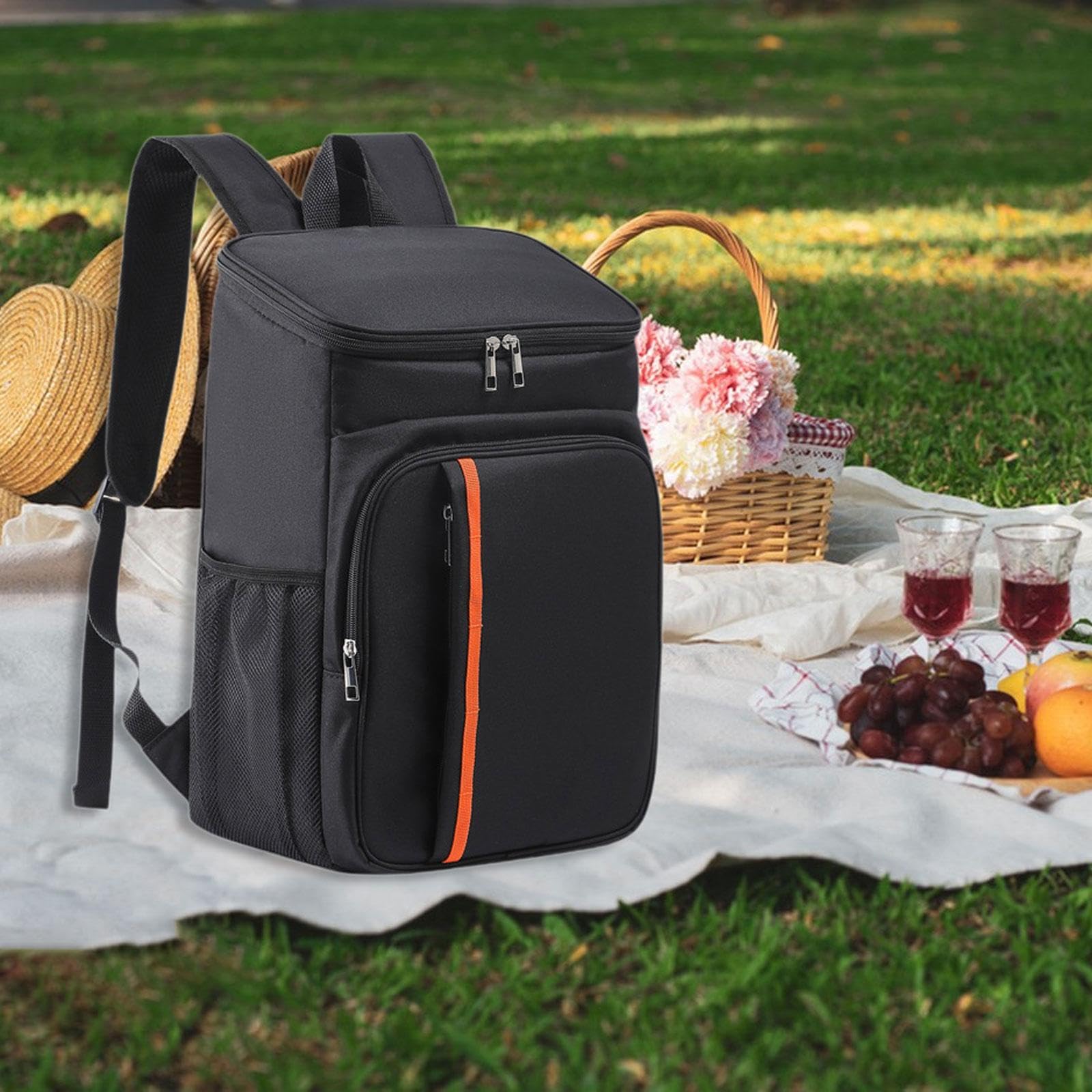 Zaino Termico a Prova di Perdite, Borsa Frigo Grande Oxford, Accessori per Picnic, Spiaggia, Campeggio, Nero