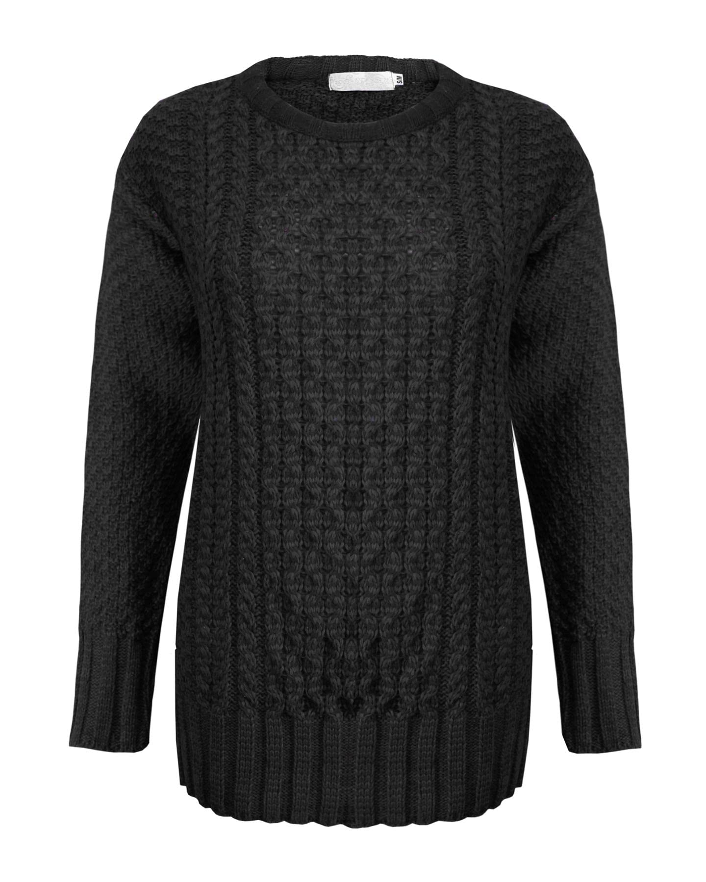 Top Vendor Women's Black New Knitted Cable Knit Warm Chunky Sweater Formal Everyday Casual Long Sleeves Jumper Pullover Crew Neck Top[,Sm]