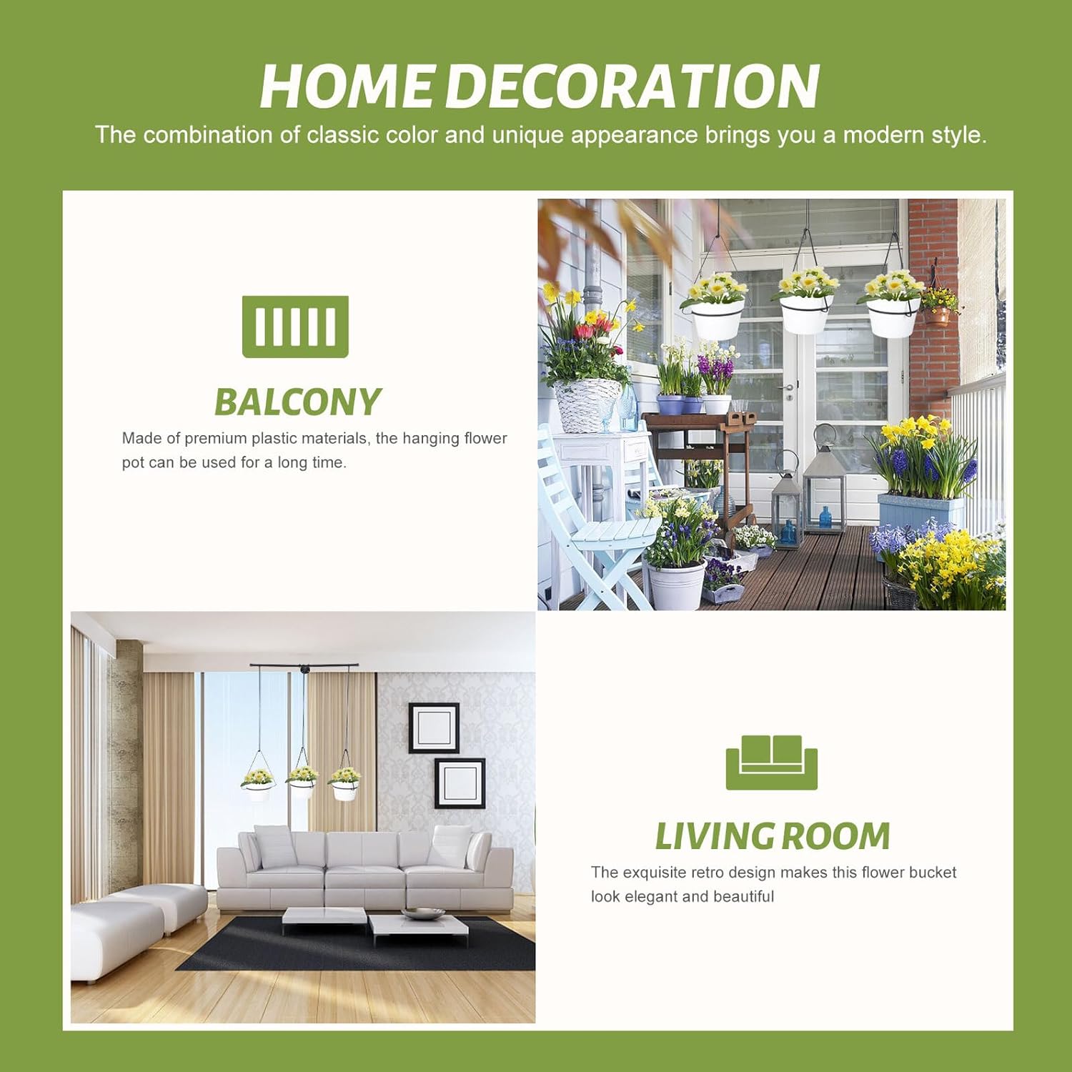 Indoor Hanging Plant Rack with Detachable Black Iron Flowerpot Holder Ceiling Hanging Planter Bracket for Indoor Wall Mount for Home Garden Decor