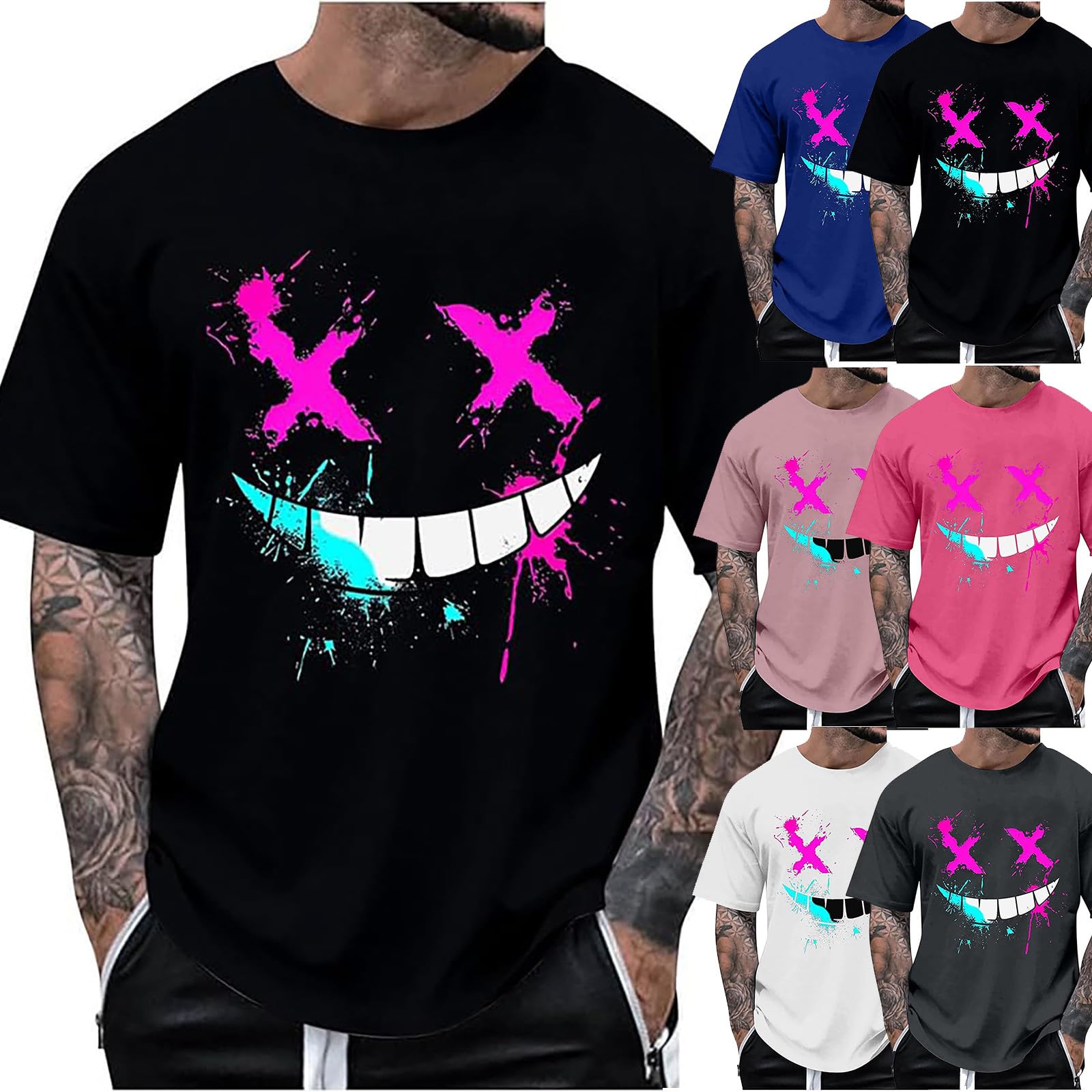 Oversized T-Shirt Herren Baumwolle - 3/4 Ärmel Streetwear Basic