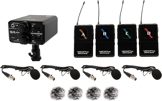 VocoPro - Portable Four Lavalier Field/Camera-Mountable Wireless Microphone System. VCOFIELD-Quad-B1