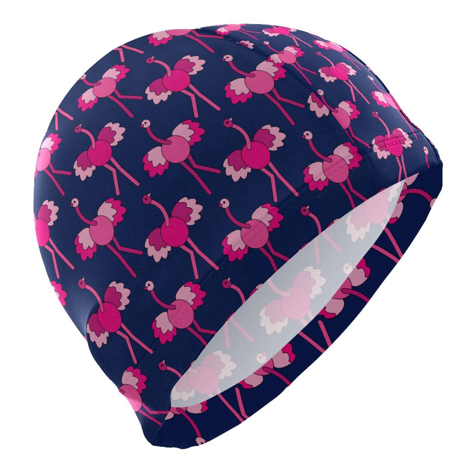Dallonan Swimming Cap Unisex Adult Swim Cap Ostrich Bird Cute Cartoon Polyester
